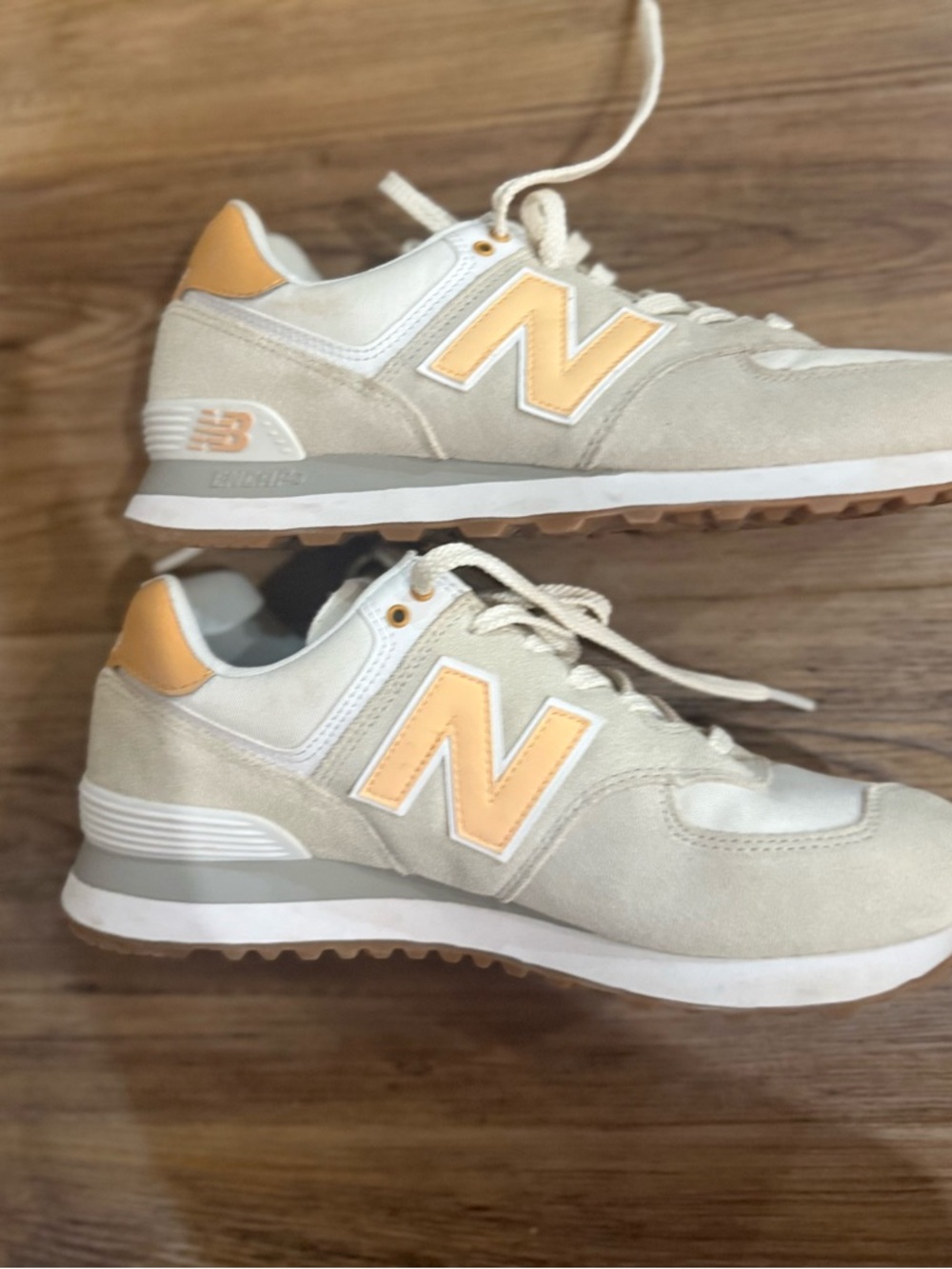 New Balance Cream & Pale Yellow 574 Retro Sneakers